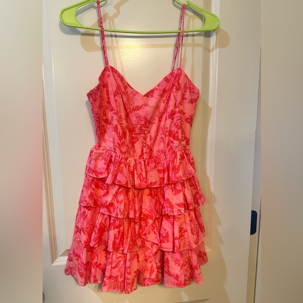 Floral Pink Ruffle Kids Dress